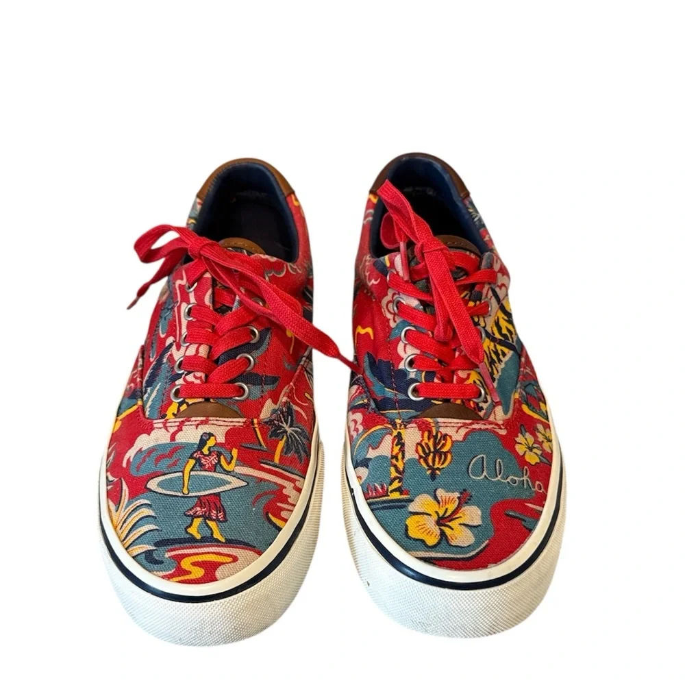 RALPH LAUREN POLO HAWAIIAN ALOHA CANVAS BOAT DECK SHOES SZ 8D VINTAGE‎